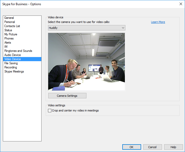 skype for business video recording settings